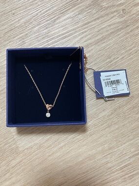 Swarovski Rose Gold Heart Necklace with Clear Crystal Drop
